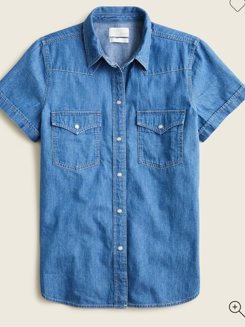 J. Crew Classic Pearl Snap Western Denim Shirt Size: 8